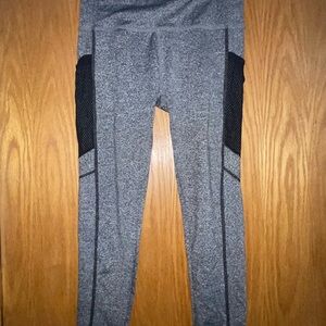 Charcoal Heather Women's Leggings with Black Mesh Panels